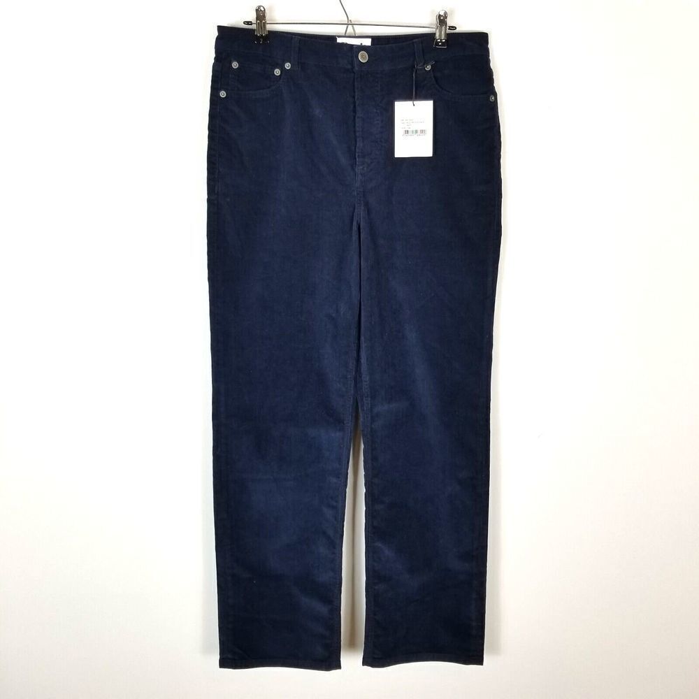 Rouge Paris Women Corduroy Pants Straight Leg Blue 44 US‎ 12
